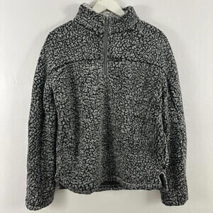 Altar'd State Women's Sherpa Pullover 1/4 Zip Black/Gray Jacket Size M
